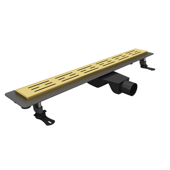 Душевой лоток Drain Leo-30-40 прямой 400 Золото браш Ø 50 мм на ножках, сифон — фото 1, Душевые лотки