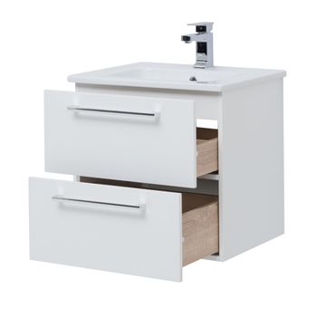 Тумба GIO, 60 см, подвесная, 2 ящика, белый глянец — фото 2, Тумбы под раковину