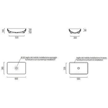 Раковина GSI Pura 60 883709 Белая матовая — фото 3, Раковины встраиваемые сверху