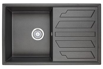 Granula-8002, ЧЁРНЫЙ, кухонная мойка, кварц — фото 1, Кухонные мойки