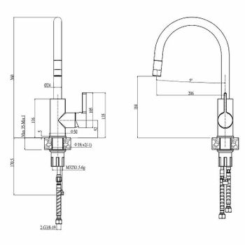 Смеситель для кухни Alveus Tesla-P Monarch Gold 1129050 Золото — фото 4, Смесители для кухни