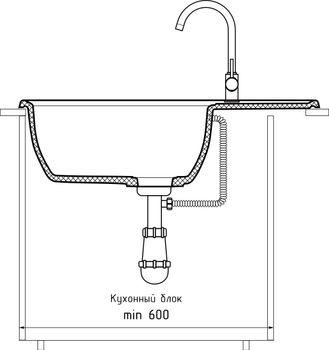 GRANFEST Мойка VERTEX 780L 1-чаша+крыл 780*500мм кашемир арт.GF- — фото 4, Кухонные мойки