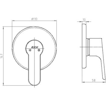 Смеситель для душа E.C.A. Luna 102167106EX-Y Хром — фото 2, Смеситель для душа