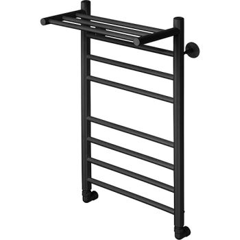 Водяной полотенцесушитель Comfysan Luce W-8 80x40 013622 с полкой Черный матовый — фото 1, Водяные полотенцесушители