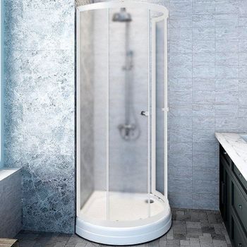 Душевой уголок Radomir Стронг 100x100 1-03-1-0-0-1811 профиль Белый стекло матовое — фото 1, Полукруглые душевые уголки