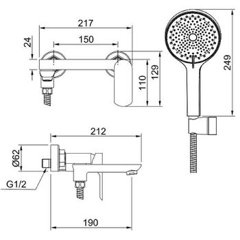 Смеситель для ванны Raglo R03.30.09 Графит матовый — фото 2, Смеситель для ванны
