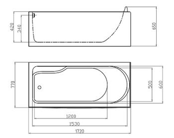 Акриловая ванна Gemy 172х77 G9006-1.7 B L с гидромассажем — фото 3, Акриловые ванны