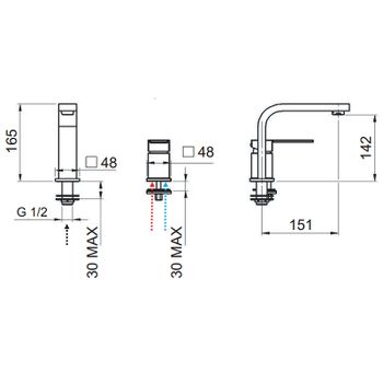 Смеситель для раковины Remer Qubica Q57 Хром — фото 2, Смесители для раковины
