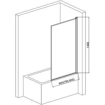 Шторка на ванну AQUAme 80 R AQM2859-R профиль Черный матовый стекло прозрачное — фото 5, Неподвижные шторки для ванной