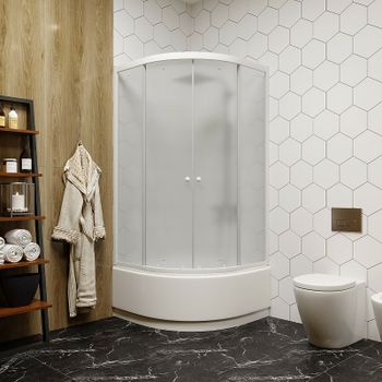 Душевой уголок Parly 80x80 ZF80 профиль Белый стекло матовое — фото 1, Душевые уголки четверть круга