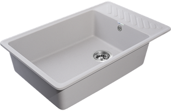 GRANFEST Мойка QUARZ 51 1-чаша+крыло 760*480мм серый арт.GF-ZL- — фото 2, Кухонные мойки