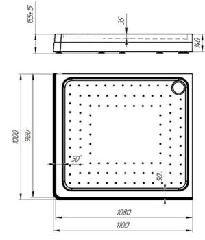 Акриловый поддон для душа Radomir 110x100x17 R 1-11-0-2-0-123 Белый — фото 2, Акриловые душевые поддоны
