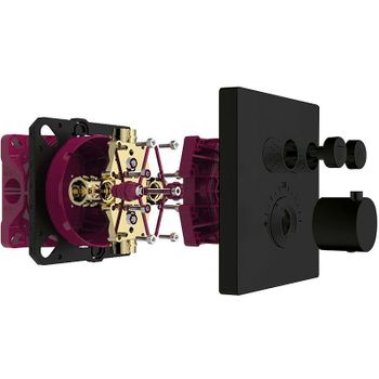 Смеситель для душа AQUAme AQM8801MB с термостатом Черный матовый — фото 1, Смеситель для душа