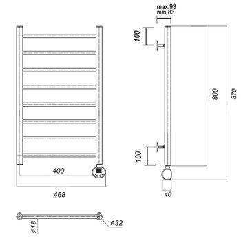 Электрический полотенцесушитель Domoterm Медея П8 400x800 ER Золото — фото 2, Электрические полотенцесушители