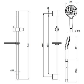 Душевой гарнитур AQUAme AQM8101MB Черный матовый — фото 2, Душевые гарнитуры