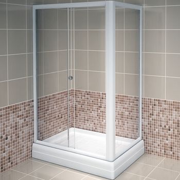 Душевой уголок Radomir Верчелли 121x84 1-09-1-0-0-0120 профиль Белый стекло прозрачное — фото 1, Прямоугольные душевые уголки