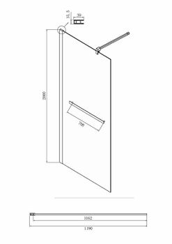 Душевая перегородка Ambassador Walk-in 120х200 15031233 профиль Черный стекло прозрачное — фото 4, Душевые перегородки