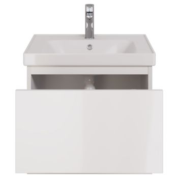 Тумба PERFECTO, 60 см, подвесная, 1 ящик, push-to-open, белый глянец — фото 6, Тумбы под раковину