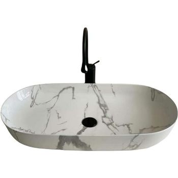 Раковина-чаша CeramaLux 81 350 Белый мрамор — фото 1, Раковины накладные