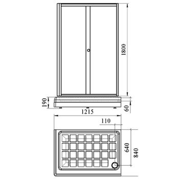 Душевой уголок Radomir Верчелли 120x80 L 1-03-6-1-0-0121 профиль Черный стекло матовое — фото 2, Прямоугольные душевые уголки