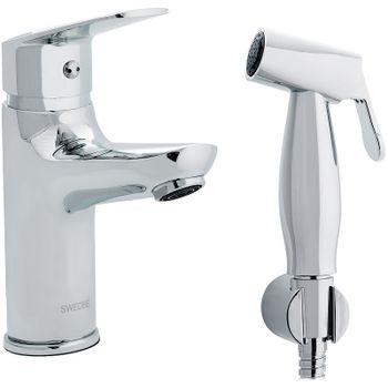 Смеситель для раковины Swedbe Ares 1960 с гигиеническим душем Хром — фото 1, Смесители для раковины