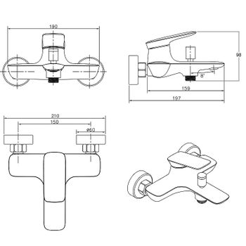 Смеситель для ванны Bond Cube B03-3100 Хром — фото 3, Смеситель для ванны