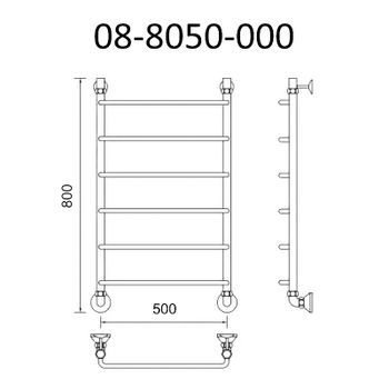 Водяной полотенцесушитель Маргроид Вид 8 800x500 08-8050-000 Хром — фото 2, Водяные полотенцесушители