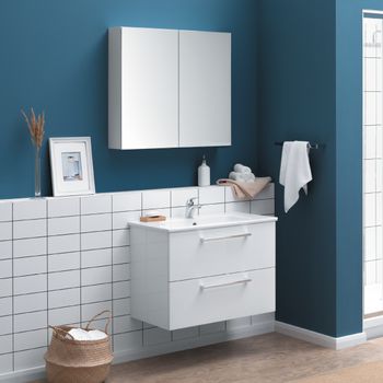 Тумба GIO, 60 см, подвесная, 2 ящика, белый глянец — фото 11, Тумбы под раковину