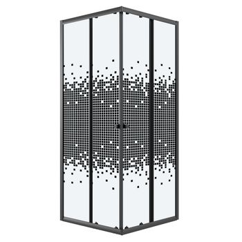 Душевое ограждение Niagara Eco NG-1008-14QBLACK (80х80х190) квадрат,раздвижное,черный,стекло мозаика — фото 3, Квадратные душевые уголки