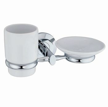 Аксесс Rhein K-6226CO Держатель стакана и мыльницы, (блистер), КЕРАМИКА, хром, WasserKRAFT — фото 1, Комплектующие для туалета