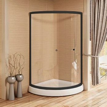 Душевой уголок Radomir Найт 90x90 1-03-6-0-0-0010 профиль Черный стекло прозрачное — фото 3, Душевые уголки четверть круга