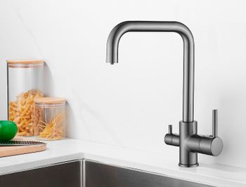 Смеситель для кухни Belz B802 B76802-3 Вороненая сталь — фото 4, Смесители для кухни