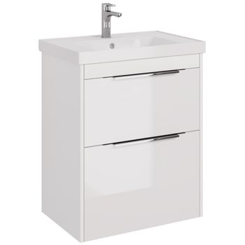 Тумба PRIME, 70 см, подвесная/напольная, 2 ящика, белый глянец — фото 7, Тумбы под раковину