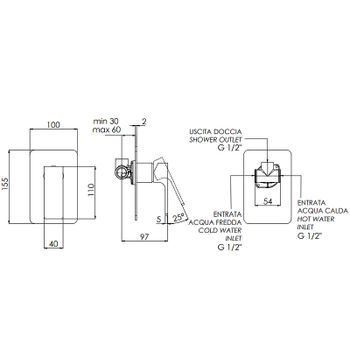 Смеситель для душа Remer Absolute AU30NP Никель брашированный — фото 2, Смеситель для душа