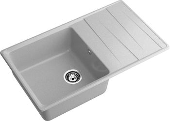 GRANFEST Мойка LEVEL 860L 1-чаша+крыло 860*500мм серый арт.GF- — фото 1, Кухонные мойки