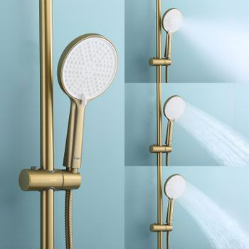 Душевая система Raglo R20.26.03 с термостатом Золото матовое — фото 22, Душевые стойки