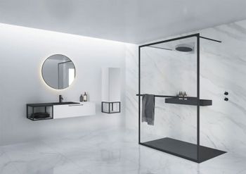 Душевая перегородка Riho Lucid GD401 90 G005029121 (GD309B000) профиль Черный стекло прозрачное — фото 2, Душевые перегородки