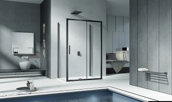 Душевая дверь Good Door Cofe WTW-130-C-B 130 КФ00012 профиль Черный стекло прозрачное — фото 3, Раздвижные душевые двери