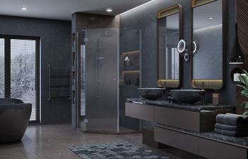 Душевой уголок Ambassador Diamond 100х100 12011112L профиль Хром стекло прозрачное — фото 10, Душевые уголки трапеция