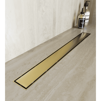 Душевой лоток Drain Leo-31-60 прямой 600 Золото браш Ø 50 мм на ножках, сифон — фото 3, Душевые лотки