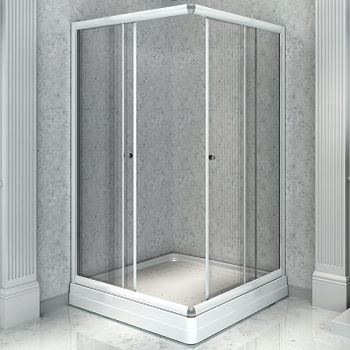 Душевой уголок Radomir 110x90 L 1-03-1-1-0-1220 с поддоном профиль Белый стекло прозрачное — фото 1, Прямоугольные душевые уголки