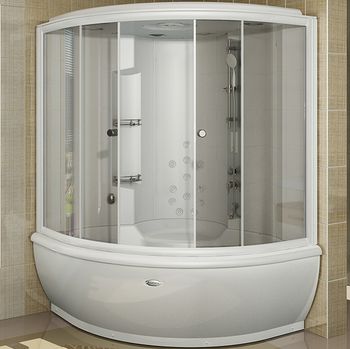 Душевой бокс Radomir Калифорния 2 155x155 1-04-1-0-5-0810 с баней профиль Белый стекло прозрачное — фото 1, Душевые боксы