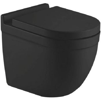 Унитаз CeramaLux 2198MB подвесной Черный матовый с сиденьем Микролифт — фото 1, Подвесные унитазы