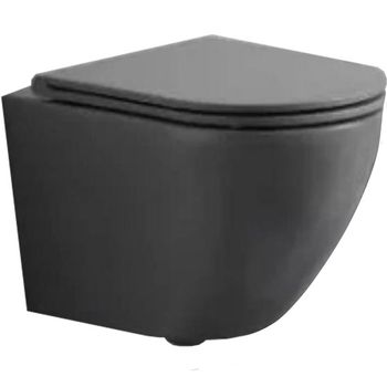 Унитаз CeramaLux 2197MG подвесной Серый матовый с сиденьем Микролифт — фото 1, Подвесные унитазы