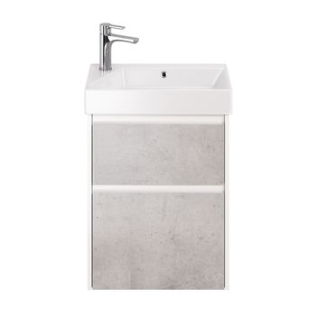 Тумба SLIM, 55 см, подвесная/напольная, 2 ящика, белый глянец / бетон — фото 2, Тумбы под раковину