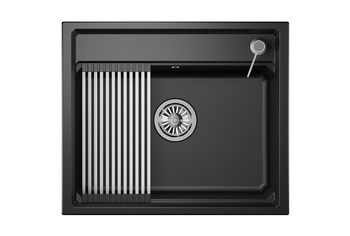 Granula-KS-6003, ШВАРЦ (чёрный металлик), кухонная мойка, кварц — фото 1, Кухонные мойки