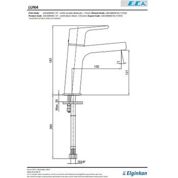 Смеситель для раковины E.C.A. Luna 102108940EX Хром — фото 3, Смесители для раковины