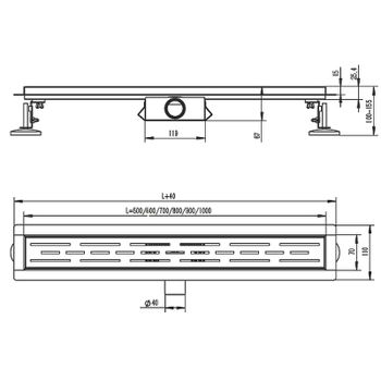 Душевой лоток Raglo 60 R650.60.05 с решеткой Сатин — фото 2, Душевые лотки