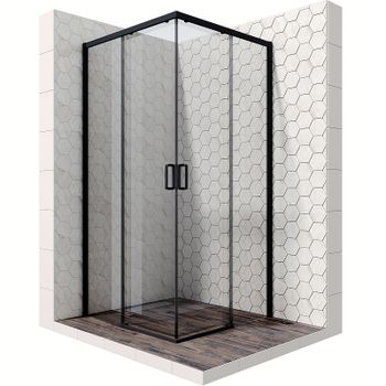 Душевой уголок Ambassador Queen 90х90 11011203Black профиль Черный стекло прозрачное — фото 1, Квадратные душевые уголки