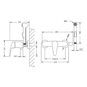 Гигиенический душ со смесителем Lemark Linara LM0418C Хром — фото 2, Гигиенические души